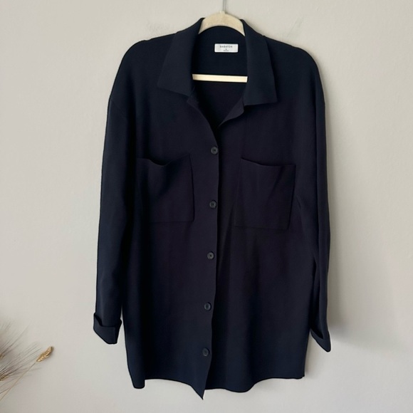 Aritzia Babaton Society Sweater Button Down Collar in Navy Medium - Picture 7 of 13